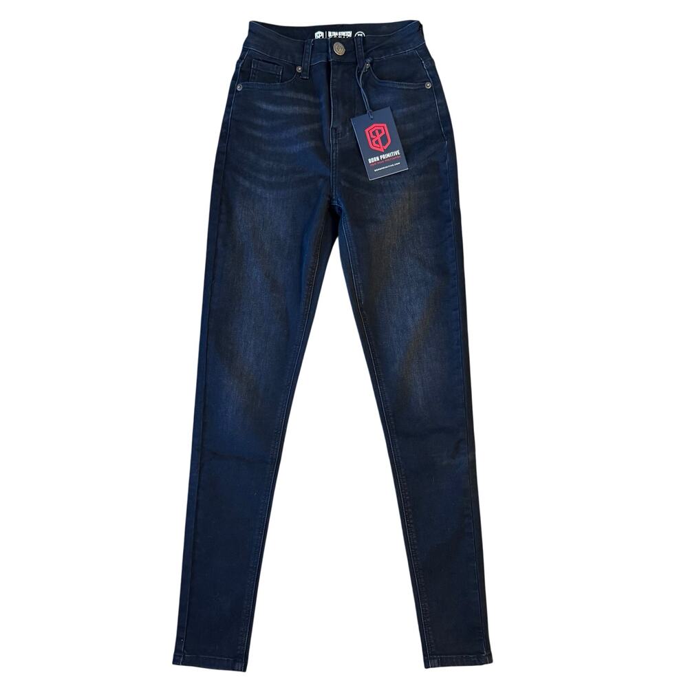 Born Primitive Jeans Flex Skinny Faded Washed Denim Black Women’s Size XS Tall